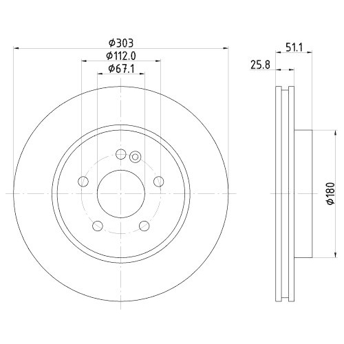 Bremsscheibe Hella 8DD 355 129-751 Pro High Carbon f&uuml;r Mercedes Benz Vorderachse