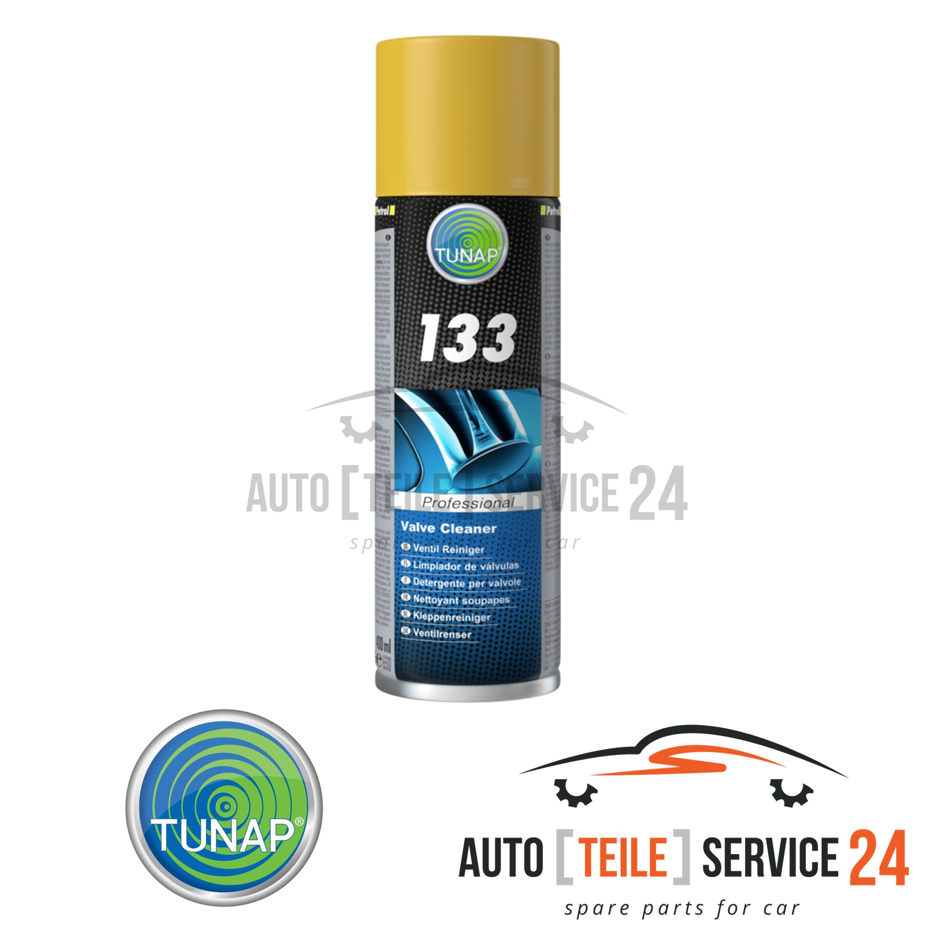 Tunap 133 Valve Cleaner 400ml - Valve cleaner for all gasoline engines with intake manifold injection. Cleans the intake area, intake valves and combustion chambers with the engine running. Removes deposits that may be caused by unsuitable fuel. Product a