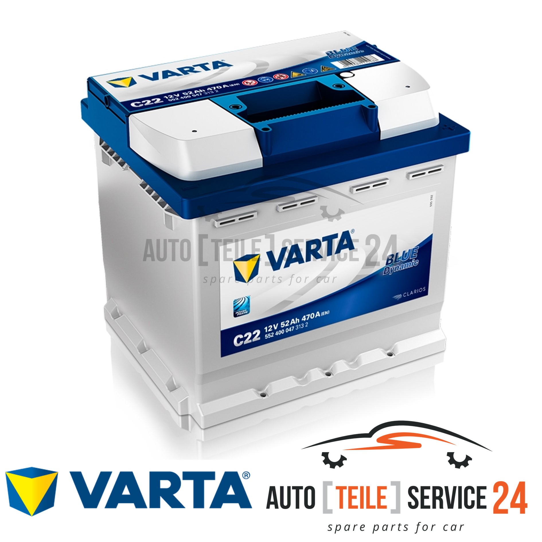 Starter Battery Varta 5524000473132 Blue Dynamic for Audi Bmw Citroën Fiat Ford